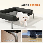 Raised Pet Bed for Small Dogs or Cats with Cooling Mesh and Supportive Pillow Black AOSOM