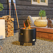 Black Metal Smokeless Wood Fire Pit for Garden Heating and Outdoor Evenings AOSOM