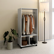 Grey Mobile Open Wardrobe with Clothes Rail and Storage Shelves by HOMCOM