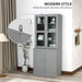 Grey Double Storage Display Cabinet with Shelves by HOMCOM