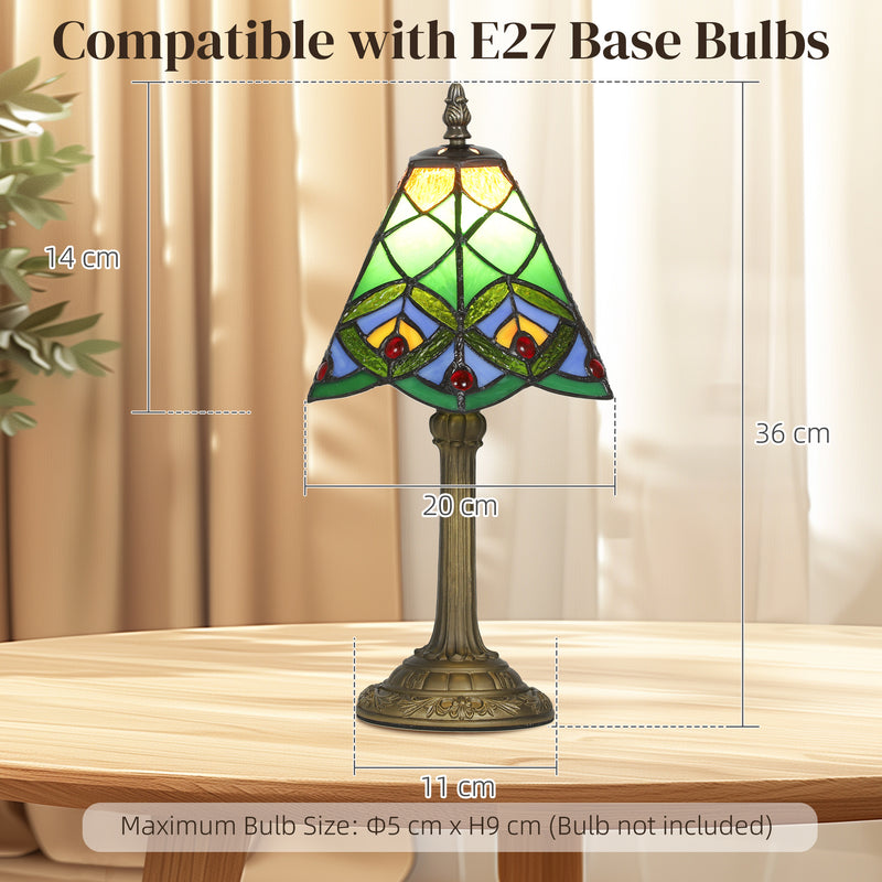 Tiffany Style Table Lamp With Stained Glass Shade Ideal For Bedroom Or Lounge Lighting Green
