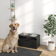 Raised Dog Bowl with Slow Feeder and Storage Drawer for Large Dogs Black by PawHut