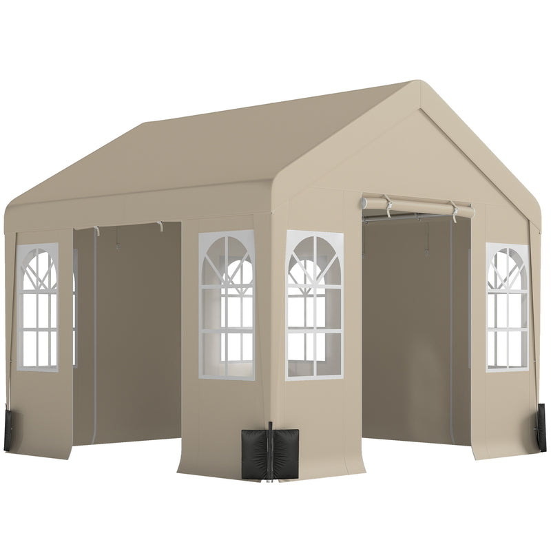3x3m Gazebo Marquee for All Weather Outdoor Gatherings with Windows and Zipped Doors, Beige