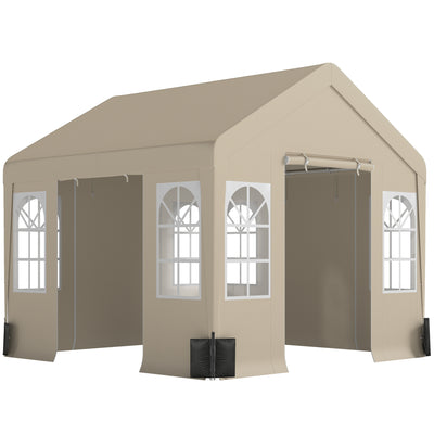 3x3m Gazebo Marquee for All Weather Outdoor Gatherings with Windows and Zipped Doors, Beige Outsunny