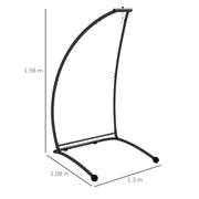Black C Shape Metal Hammock Chair Stand for Indoor and Outdoor Hanging Swing Use