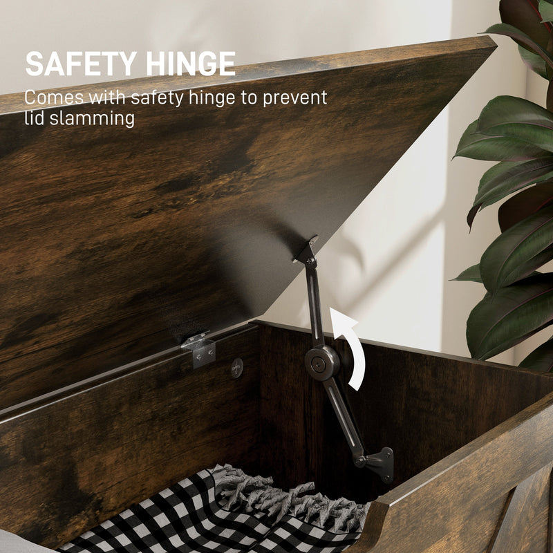 100L Storage Trunk with Safety Hinges Ideal for Home Organisation Rustic Brown 80x40x45 cm