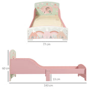 Toddler Bed Frame for Kids Aged 3 to 6 with Safety Rails Ideal for Bedrooms Pink