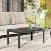 Garden Coffee Table with Quick-Dry Slatted Top for Outdoor Relaxing and Entertaining Grey Outsunny