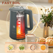 Grey Digital Kettle and 2 Slice Toaster Set with Fast Boil and LED Touch Controls