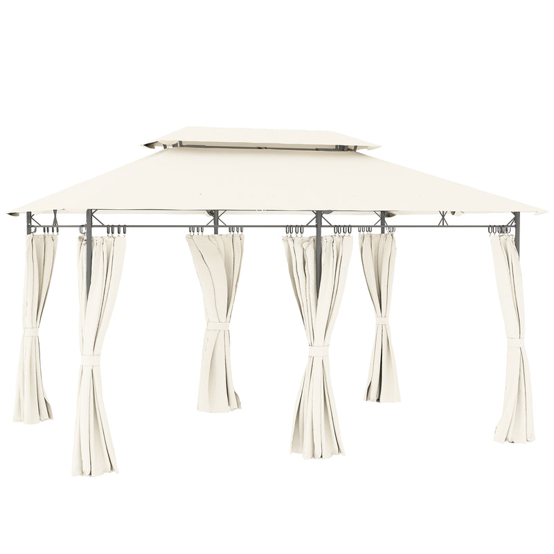 3 x 4m Metal Gazebo with Two-Tier Roof in Cream White by Outsunny