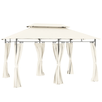 3 x 4m Metal Gazebo with Two-Tier Roof in Cream White by Outsunny