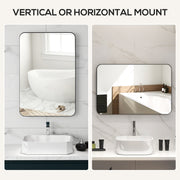 Curved Black Bathroom Mirror 90 x 60cm Modern Wall Mounted Design by HOMCOM