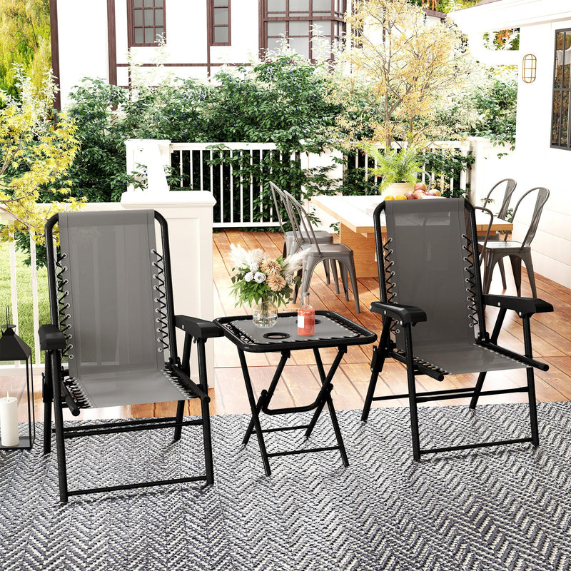 Three Piece Garden Table and Chair Set Dark Grey by Outsunny