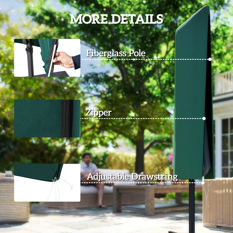 Cantilever Garden Parasol Cover for Year Round Weather Protection Easy Fit, Dark Green Outsunny