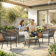 4 Piece Outdoor Sofa Set with Cushions and Coffee Table for Relaxed Garden Seating Dark Grey Outsunny