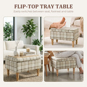 Storage ottoman flip-top tray - Brown