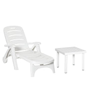 White Garden Lounge Chair and Side Table Set for Outdoor Dining and Relaxing