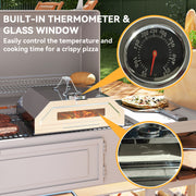 Silver Portable BBQ Pizza Oven with Thermometer Stone Peel and Handles by Outsunny