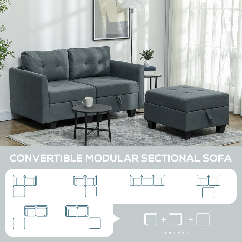 Dark Grey L Shaped Modular Storage Sofa Space Saving Design by HOMCOM