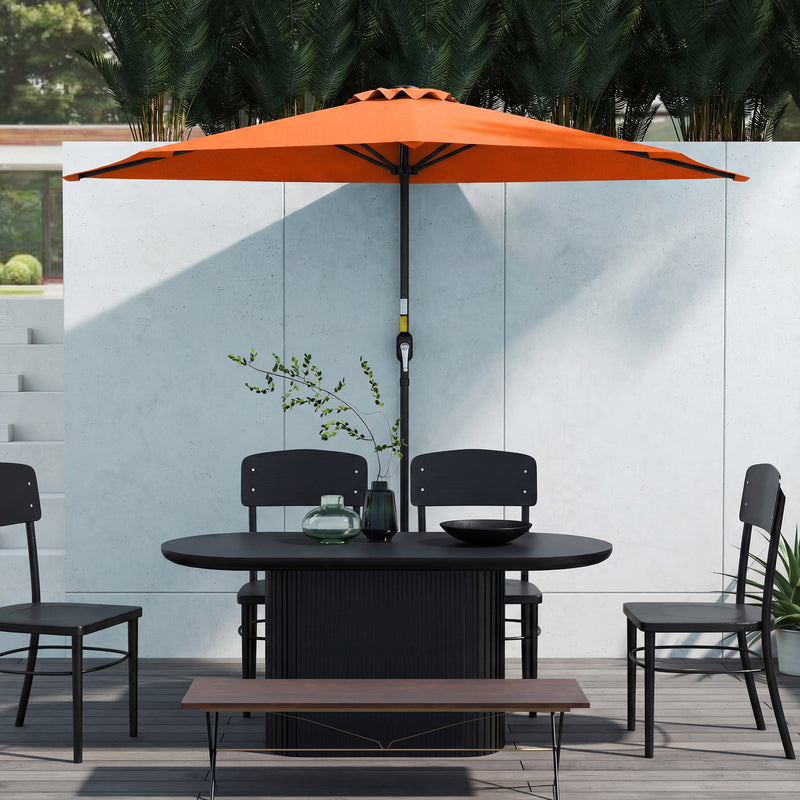 Half Parasol for Balcony or Small Garden with UV Protection and Easy Crank Handle, Orange