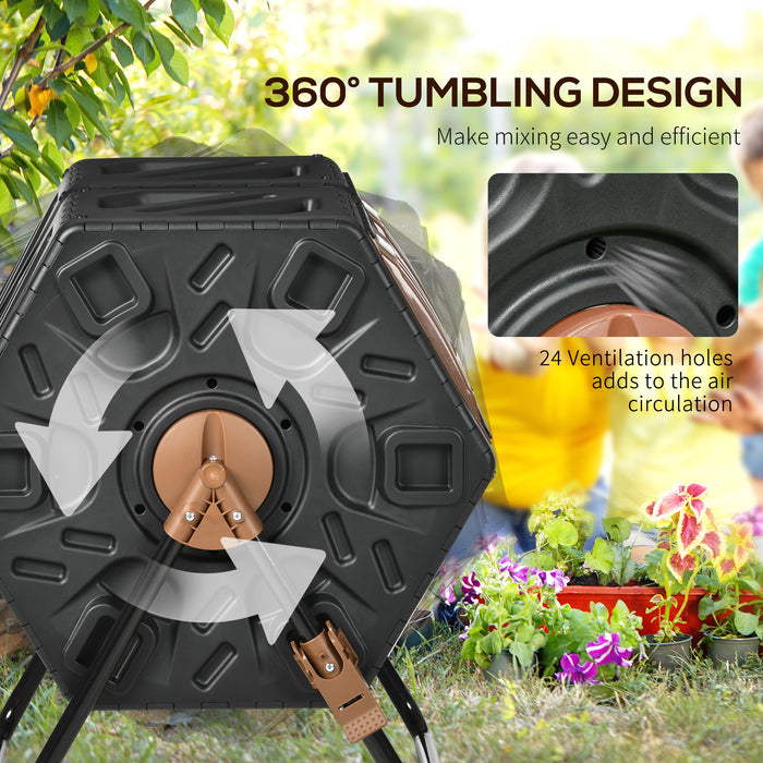 130L Dual Chamber Tumbling Composter for Efficient Waste Recycling by Outsunny