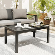 Garden Coffee Table with Quick-Dry Slatted Top for Outdoor Relaxing and Entertaining Grey Outsunny