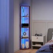 5 Tier LED Floor Lamp With Shelves And Remote Control For Living Room, Brown