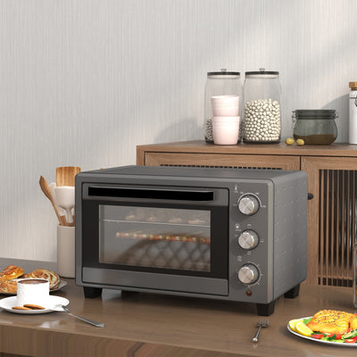 21L Mini Countertop Oven with Adjustable Temperature for Fast Cooking Grey