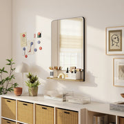 Wall Mounted Mirror with Storage Shelf Ideal for Hallway or Bathroom Use Black AOSOM