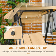 Beige Two Seater Garden Swing Bench With Adjustable Canopy For Shaded Outdoor Relaxing