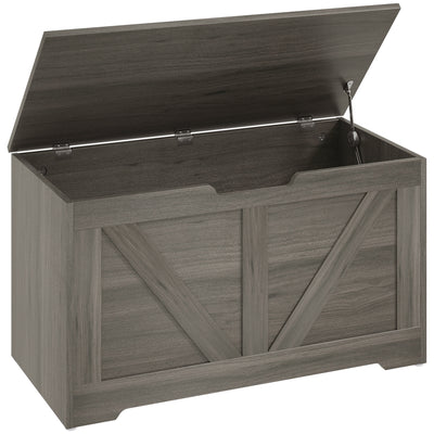 100L Large Storage Box With Safety Hinges Ideal for Home Organisation Charcoal, Grey