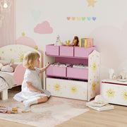 3 Tier Kids Toy Storage Unit with 6 Removable Bins Ideal for Bedroom or Playroom Pink 63 x 30 x 66cm
