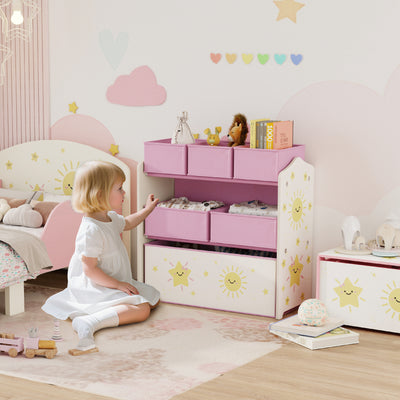3 Tier Kids Toy Storage Unit with 6 Removable Bins Ideal for Bedroom or Playroom Pink 63 x 30 x 66cm