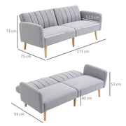 Light Grey Three Seater Sofa Bed with Split Back by HOMCOM