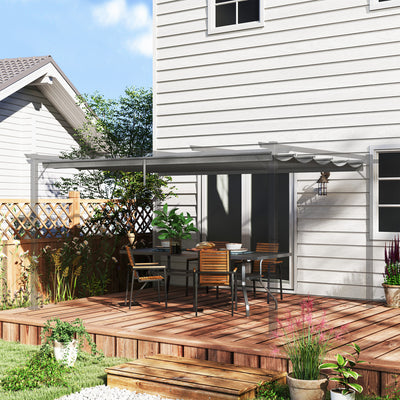 Light Grey Retractable Pergola Shade Cover Replacement Canopy for 4 x 3 m Pergola by Outsunny