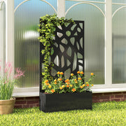 Raised Garden Bed with Trellis for Climbing Plants and Privacy Screen Black Outsunny