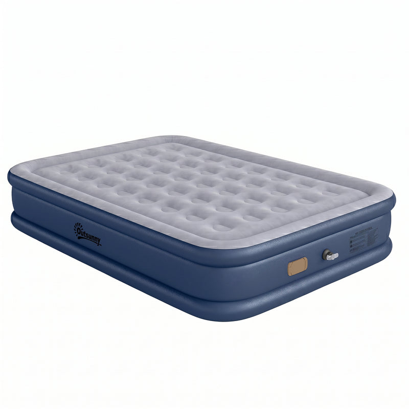 Double Air Bed with Built In Pump for Fast Comfortable Camping Sleep Grey