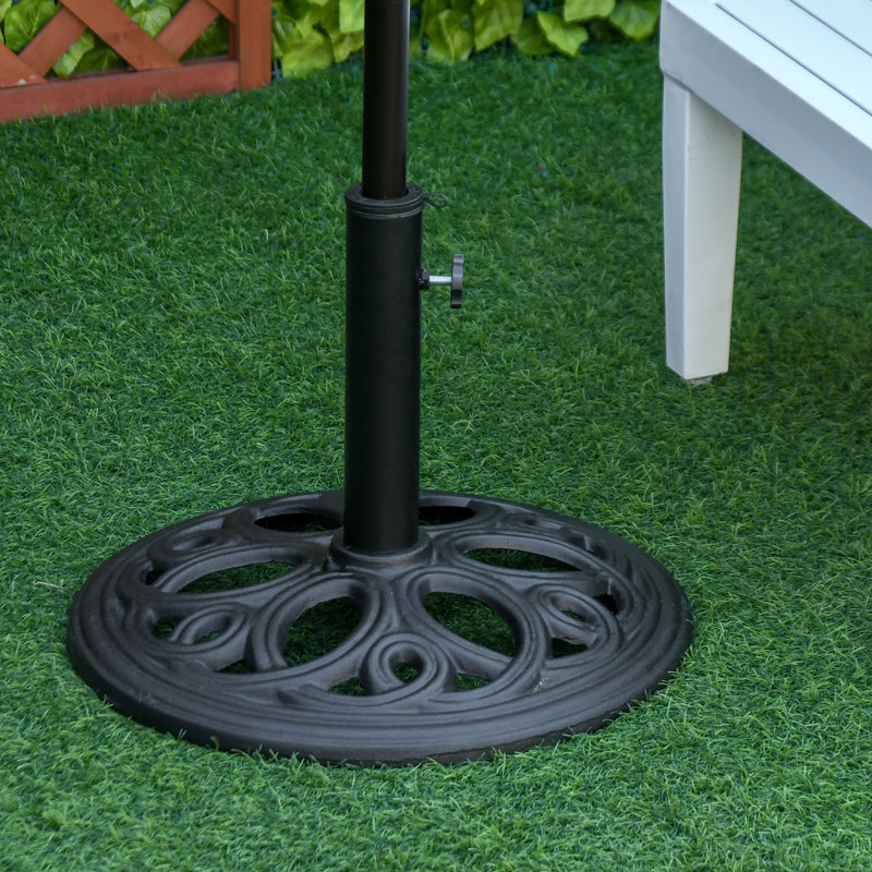 Garden Parasol Base For 38-48mm Poles, Heavy Cast Metal for Stable Patio Umbrella Support Black