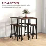 6 Piece Counter Height Bar Table and Stool Set Ideal for Kitchen or Dining Area Rustic Brown