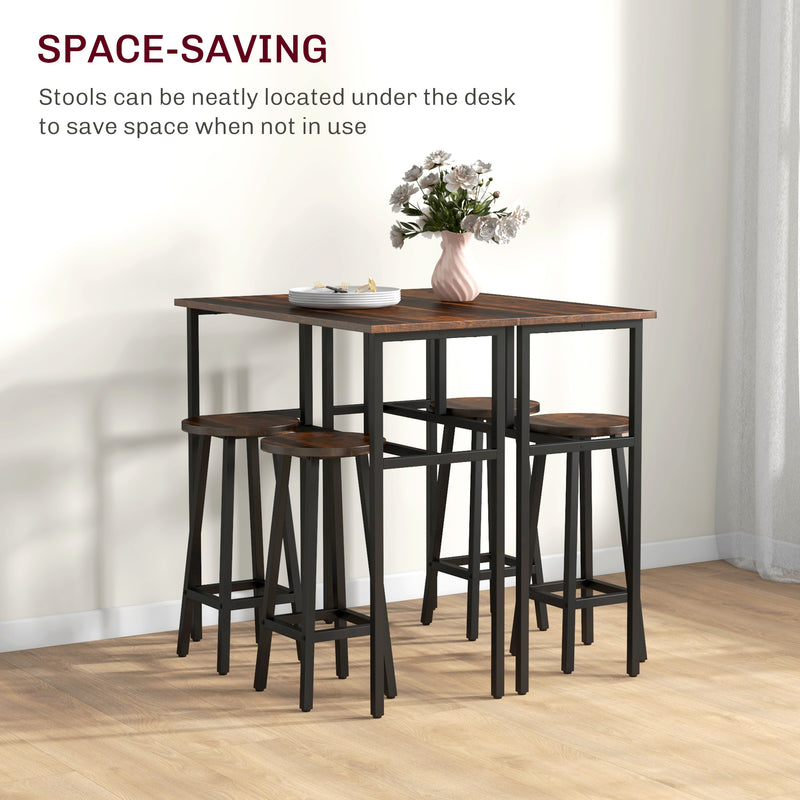6 Piece Counter Height Bar Table and Stool Set Ideal for Kitchen or Dining Area Rustic Brown