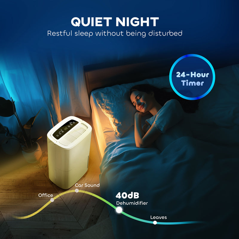 White 20L Dehumidifier with Touch Control for Home and Office by HOMCOM