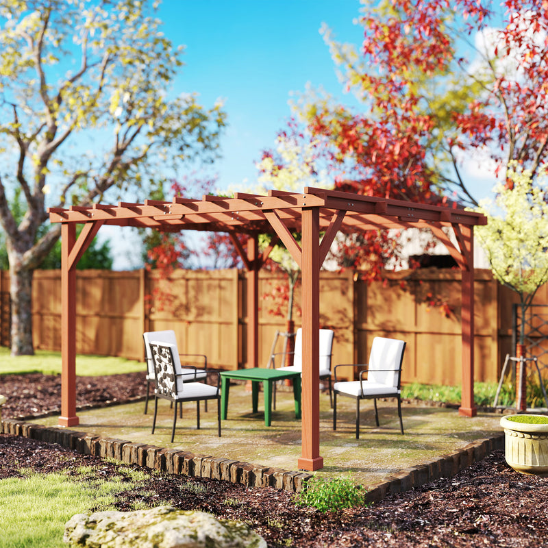 Wooden Garden Pergola Kit Trellis for Climbing Plants and Vines 3.3 x 3.3m by Outsunny