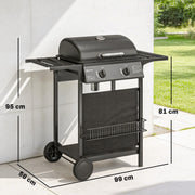 Gas Barbecue with 2 Burners and Storage for Easy Outdoor Cooking Black Outsunny