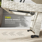 Grey Rattan Folding Sun Lounger With Adjustable Backrest and Wheels by Outsunny