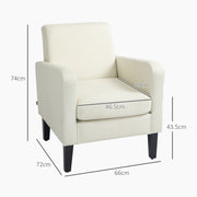 Set of 2 Upholstered Armchairs with Solid Wood Legs Ideal for Living Room or Bedroom Cream White