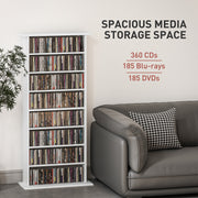 White Media Storage Cabinet Holds 360 CDs 185 DVDs or Blu-rays by Homcom