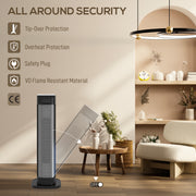 2000W Ceramic Electric Heater with Adjustable Heat Settings and Timer Function Black