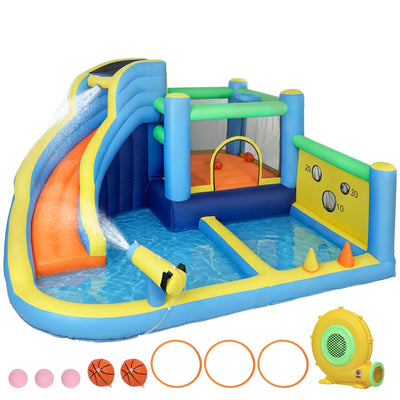 Children’s Inflatable Bouncy Castle With Slide and Water Play for Garden or Indoors Multicolour AOSOM