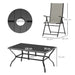 Khaki 7 Seater Steel Outdoor Dining Set With Parasol Hole by Outsunny