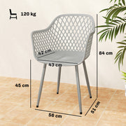 Garden Dining Chairs Set of 4 with Comfortable Support and Easy Care Grey Outsunny